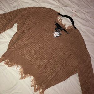 NWT Striped Fringed Sweater